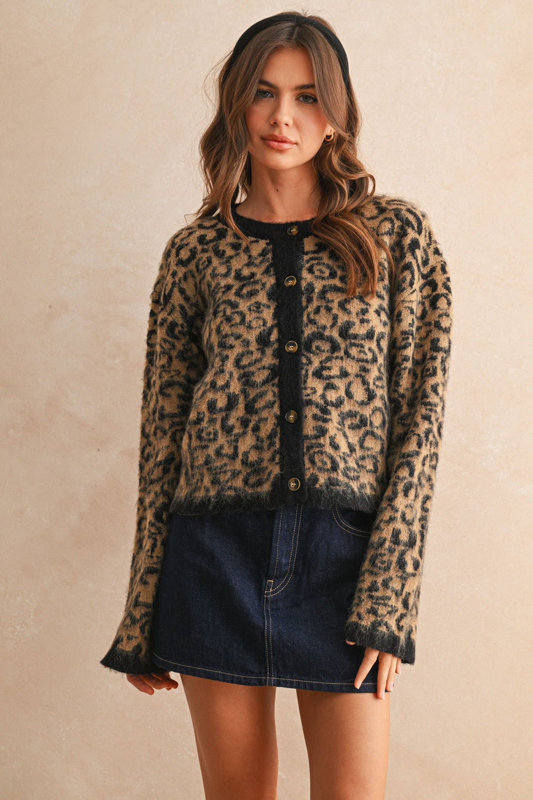 J5115   LEOPARD PRINT SWEATER CARDIGAN - Dear Lucy