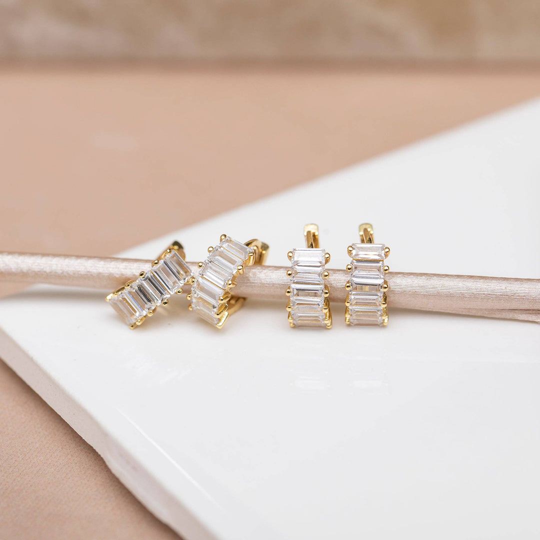 Girls Crew Bling Baguette Huggie Hoop Earrings - Dear Lucy
