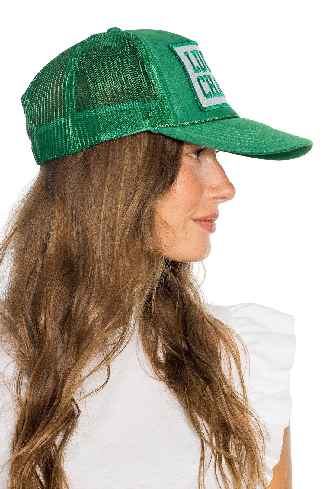 Lucky Charm Trucker Hat in Green - Dear Lucy