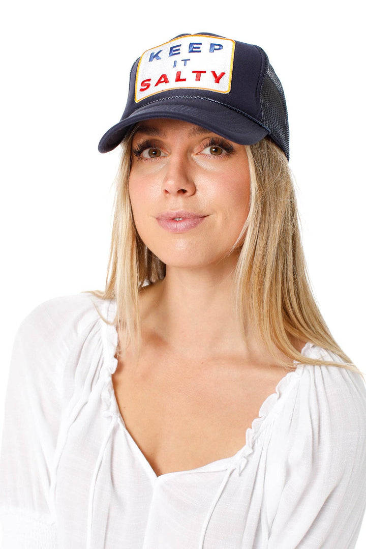 Friday Feelin' Keep It Salty Trucker Hat in Navy: Navy - Dear Lucy