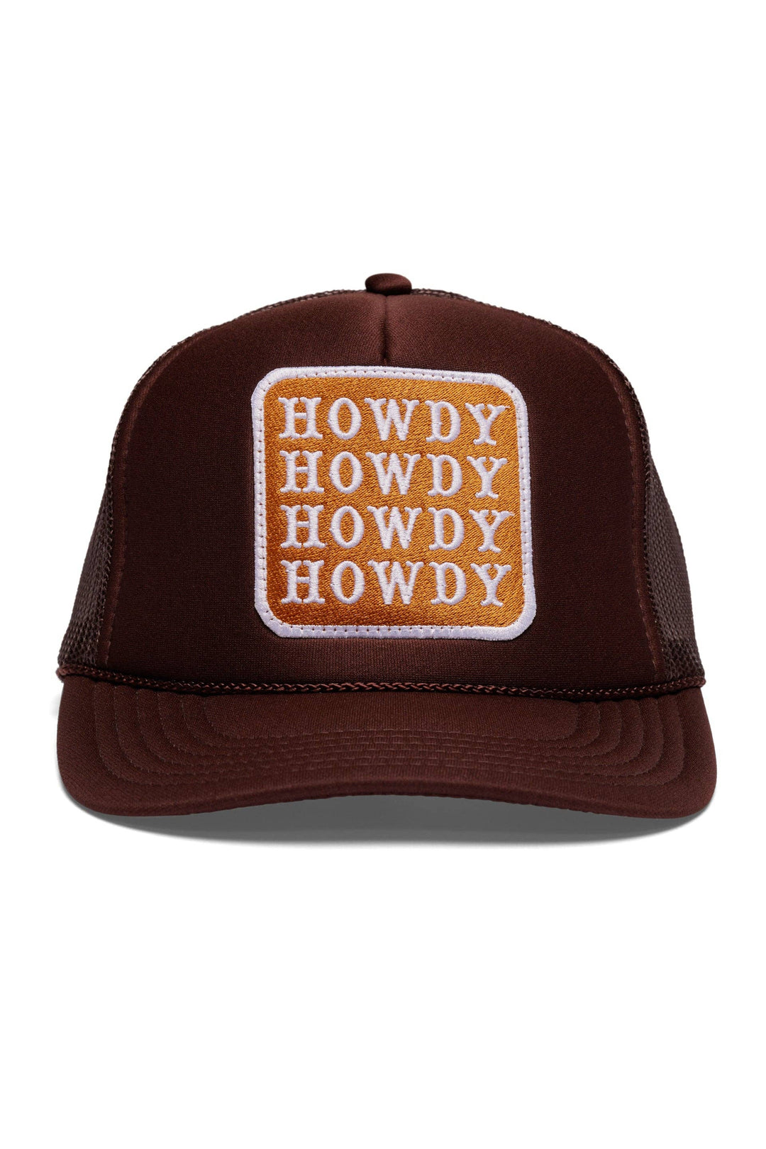 Friday Feelin' Howdy Trucker Hat in Brown - Dear Lucy