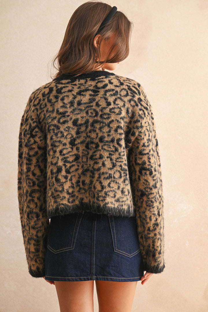 J5115   LEOPARD PRINT SWEATER CARDIGAN - Dear Lucy