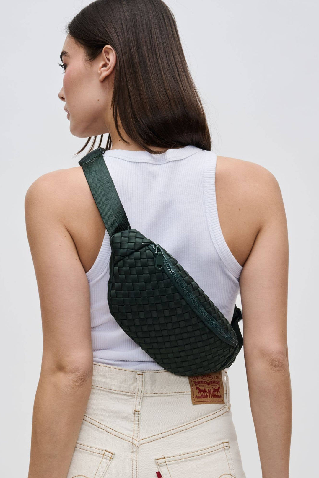 Sol and Selene Aim High  Woven Neoprene Belt Bag: Olive - Dear Lucy