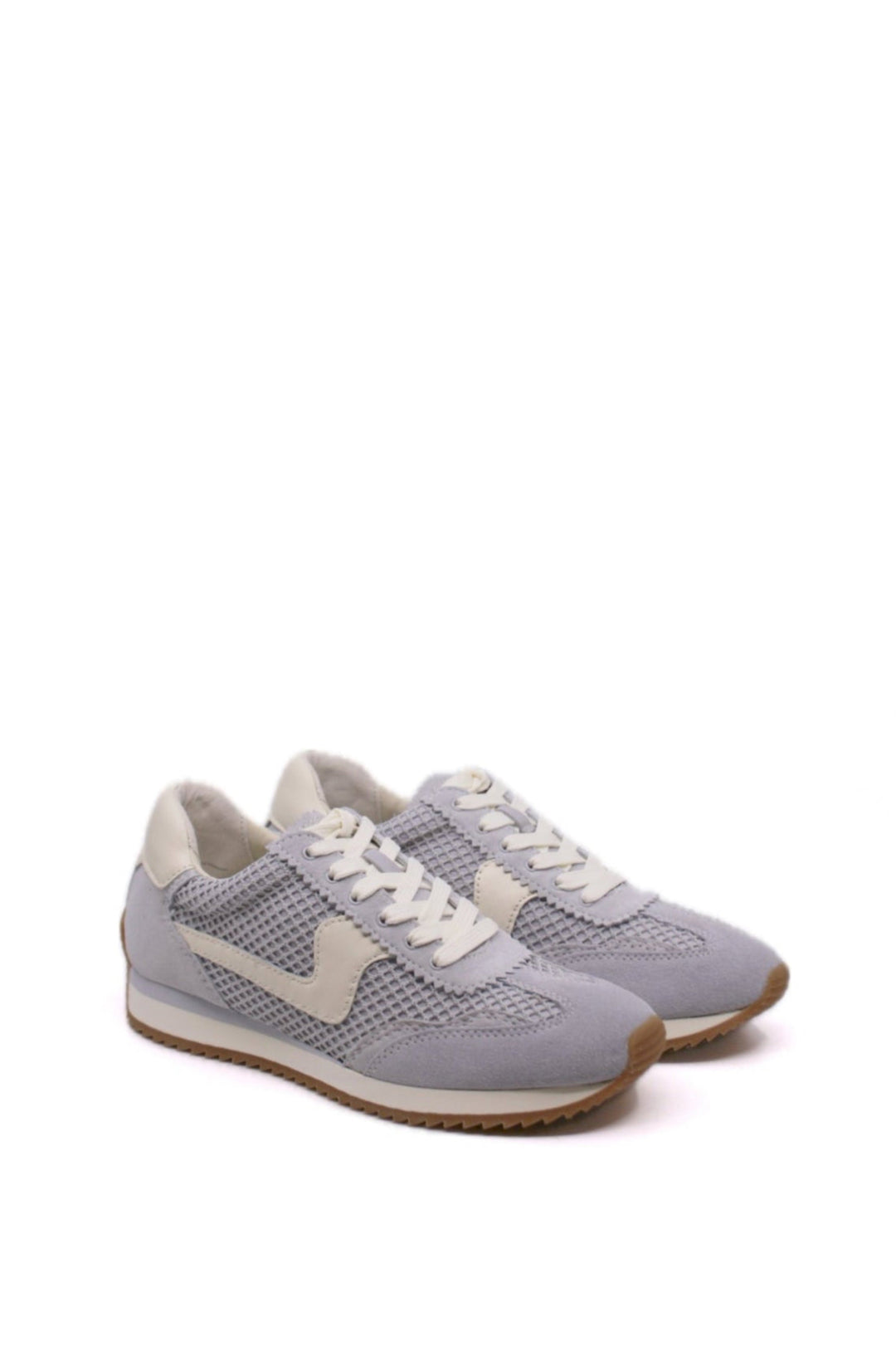 newest fashion sneaker from dolce vita features a mesh upper in a baby blue color, sleek silhouette, and gel insole with arch support for comfortability.  