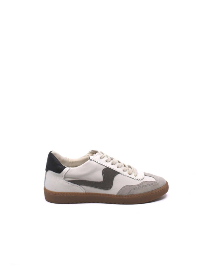 Dolce Vita's Notice White/Grey fashion sneaker mixes textures and patterns to add a touch of interest to elevate your look. 