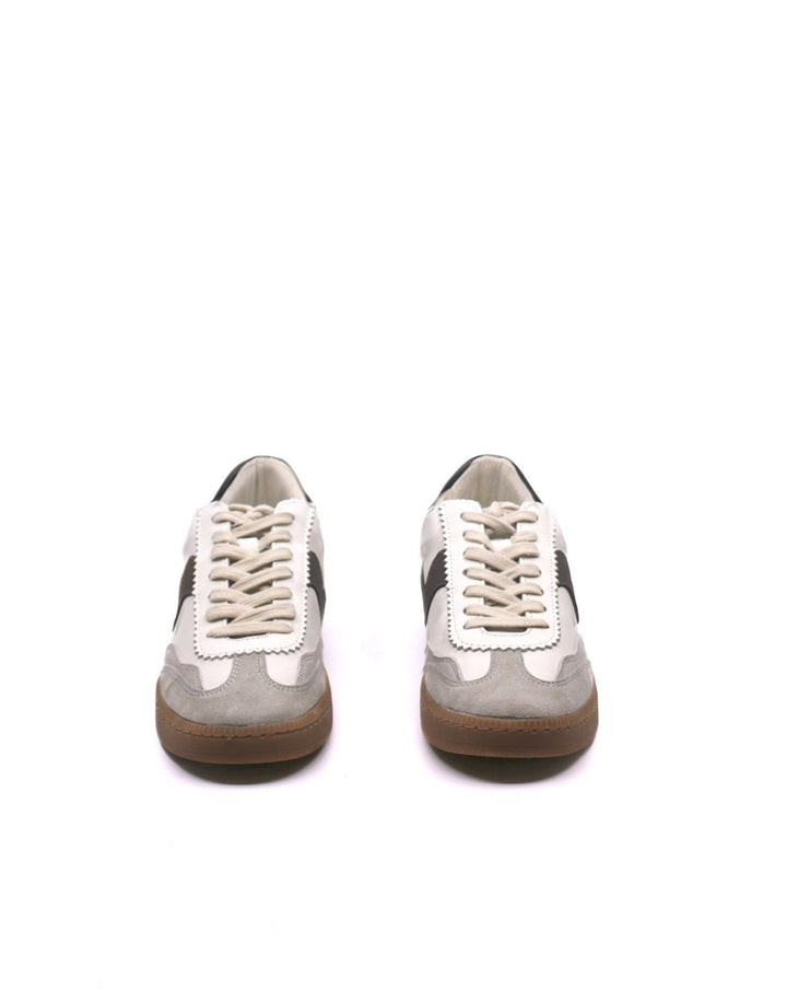 Dolce Vita's Notice White/Grey fashion sneaker mixes textures and patterns to add a touch of interest to elevate your look. 