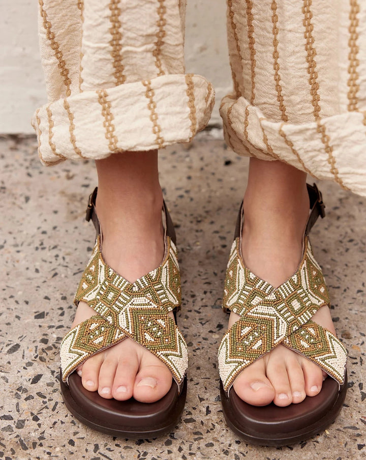 Free People Mali Beaded Sandal Neutral Multi - Dear Lucy