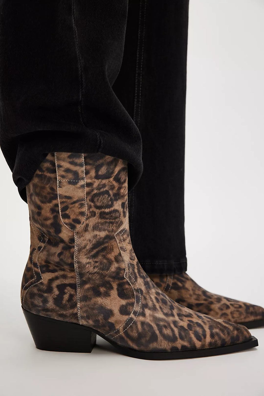 Free People Cat Nap Cowboy Boot Leopard Suede - Dear Lucy