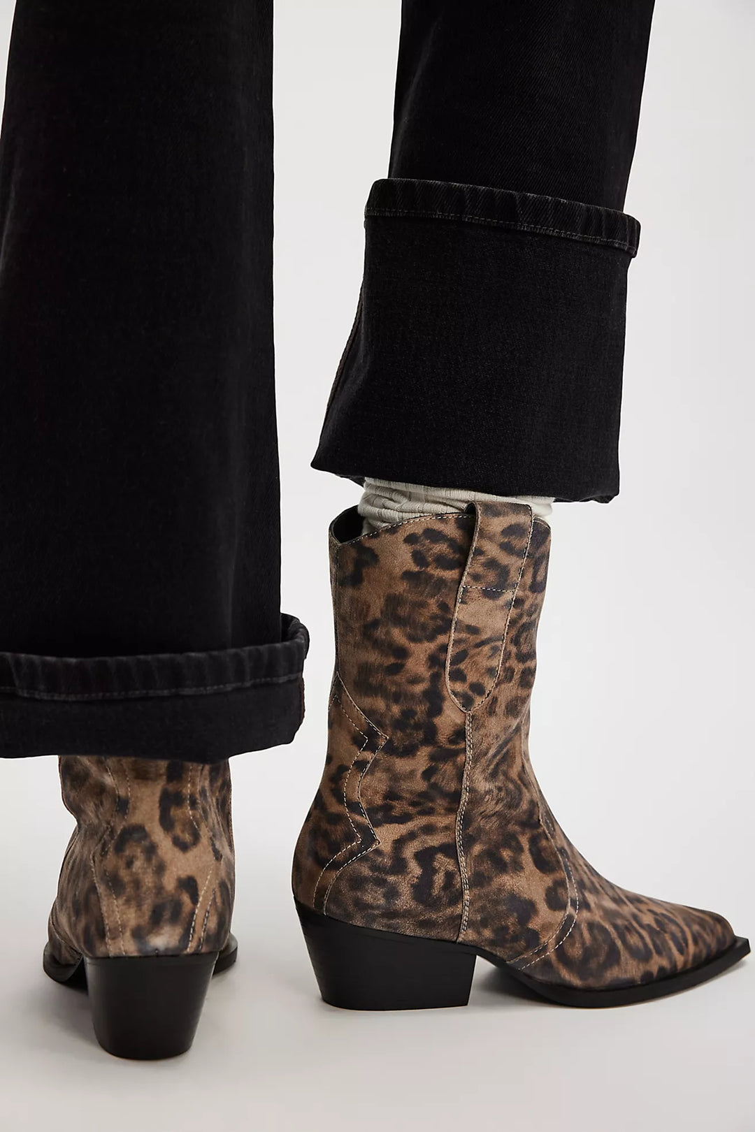Free People Cat Nap Cowboy Boot Leopard Suede - Dear Lucy