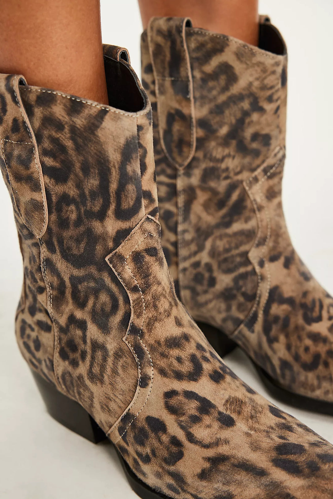 Free People Cat Nap Cowboy Boot Leopard Suede - Dear Lucy