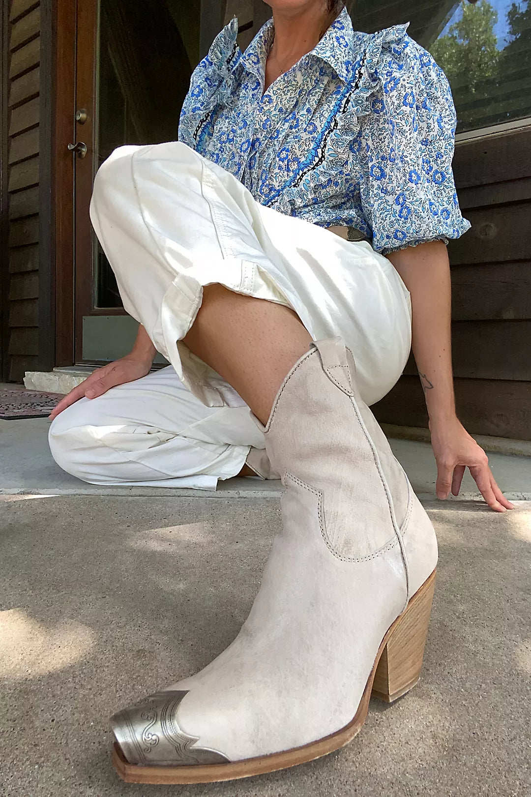 Free People Brayden Western Boot Bone - Dear Lucy