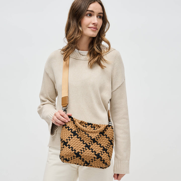 Sol and Selene Sky's The Limit - Small Woven Neoprene Crossbody: Sand Black - Dear Lucy