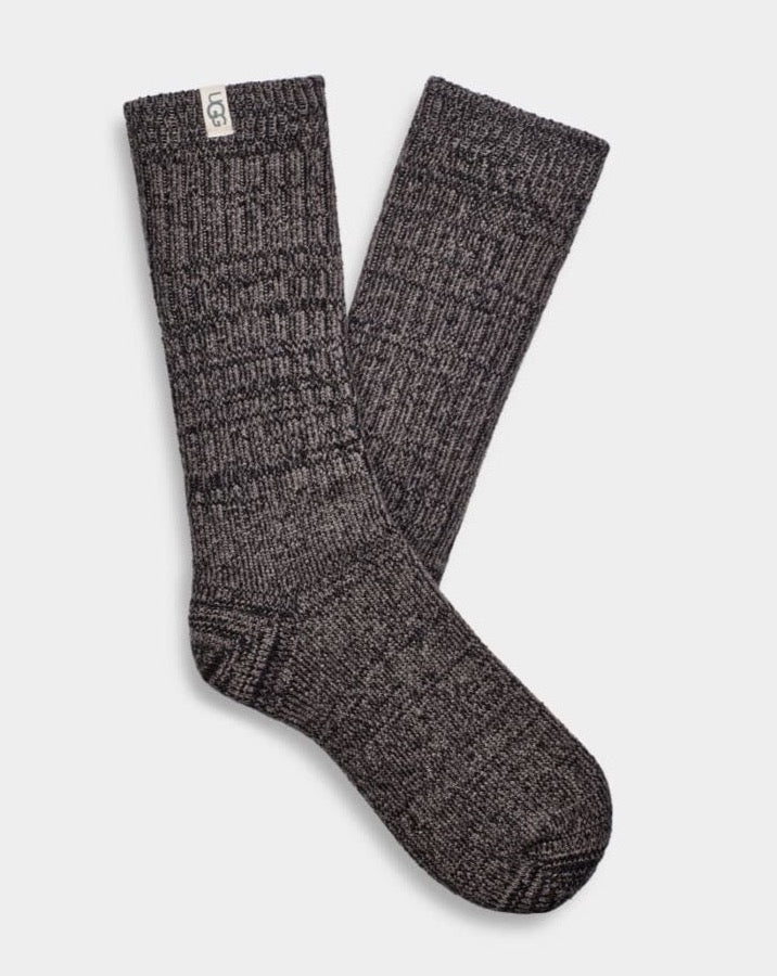UGG® Rib Knit Slouchy Crew Sock Grey/Black - Dear Lucy