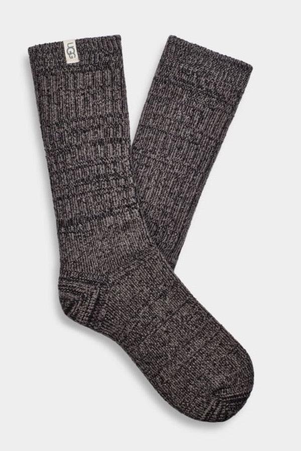 UGG® Rib Knit Slouchy Crew Sock Grey/Black - Dear Lucy