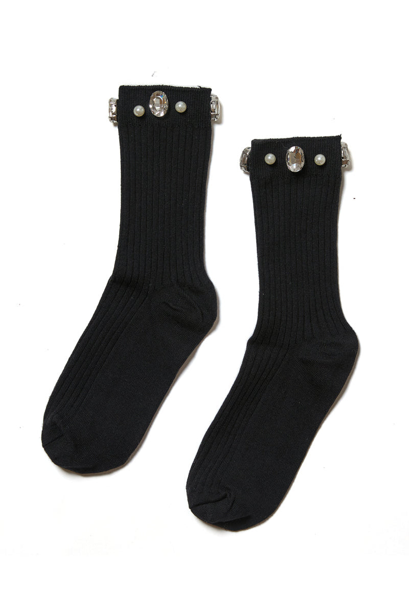 Stems Crystal Ribbed Crew Socks