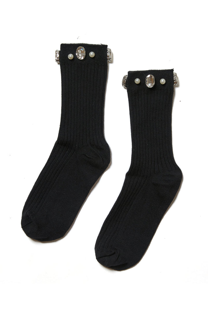 Stems Crystal Ribbed Crew Socks
