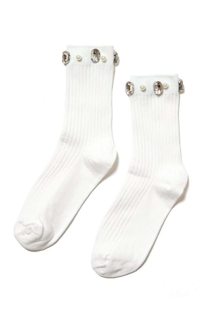 Stems Crystal Ribbed Crew Socks