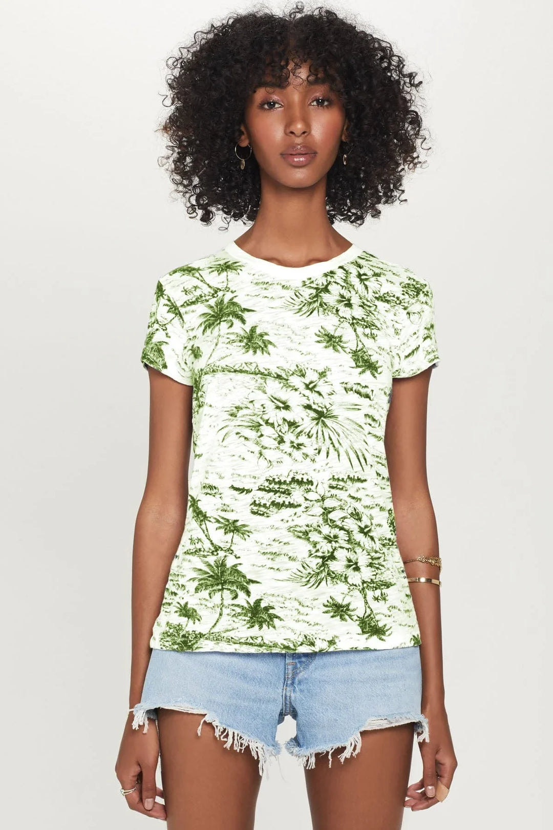 Goldie Palm Island Ringer Tee in Army - Dear Lucy