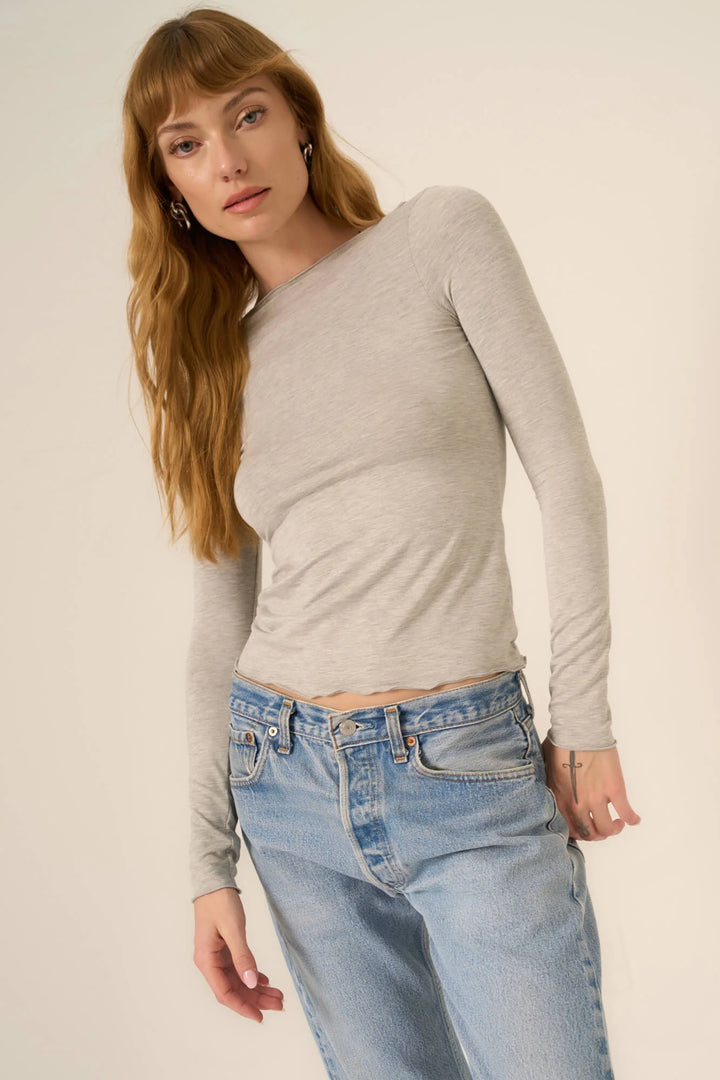 Project Social T Vera Boat Neck Long Sleeve Heather Grey