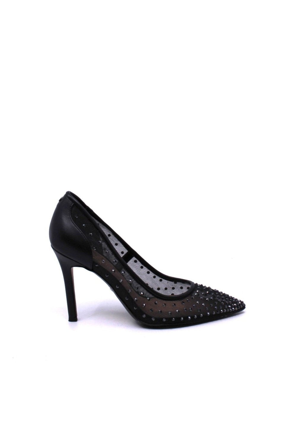 Sam Edelman Hazel Mesh Black side view - Dear Lucy a playful twist on our classic pump featuring a cool mesh upper and sparkling crystal accents,
