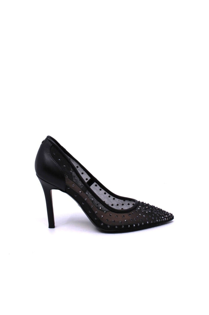 Sam Edelman Hazel Mesh Black side view - Dear Lucy a playful twist on our classic pump featuring a cool mesh upper and sparkling crystal accents,