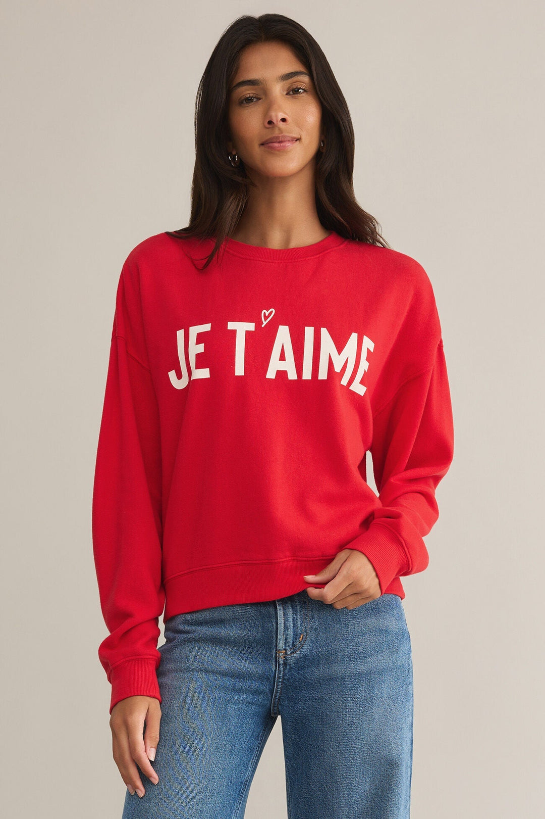 Z Supply First Date Sweatshirt Je T'aime - Dear Lucy
