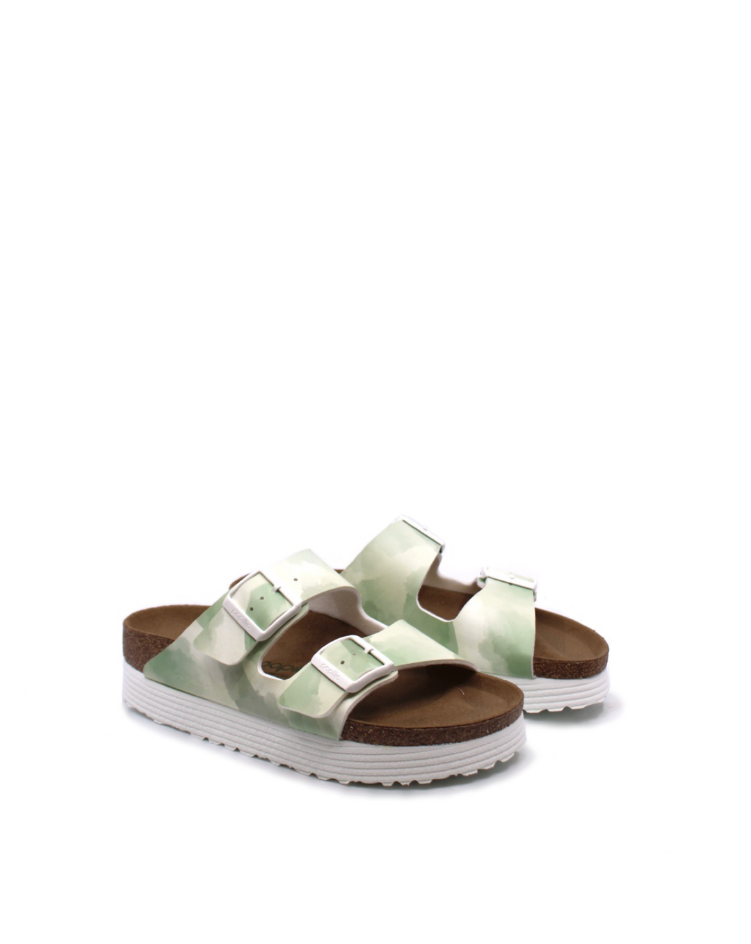 Birkenstock Arizona Platform Grooved Watercolor Khaki Vegan Narrow - Dear Lucy