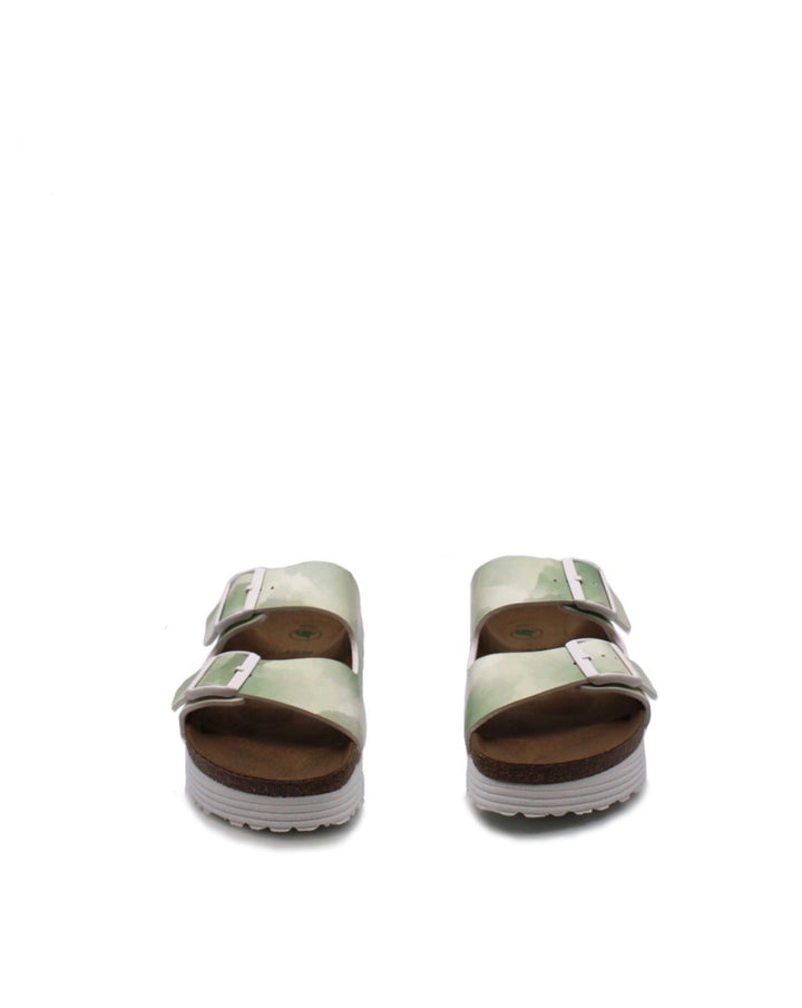 Birkenstock Arizona Platform Grooved Watercolor Khaki Vegan Narrow - Dear Lucy