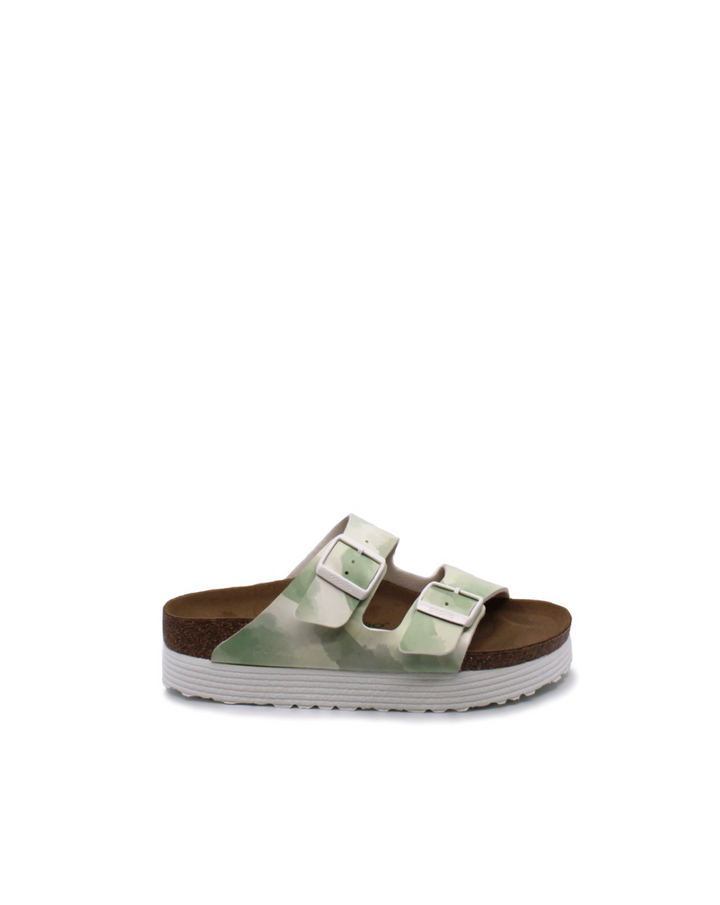 Birkenstock Arizona Platform Grooved Watercolor Khaki Vegan Narrow - Dear Lucy