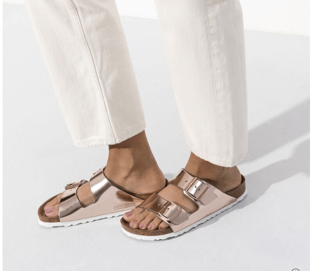 Birkenstock Arizona Metallic Copper Leather Soft Footbed - Dear Lucy