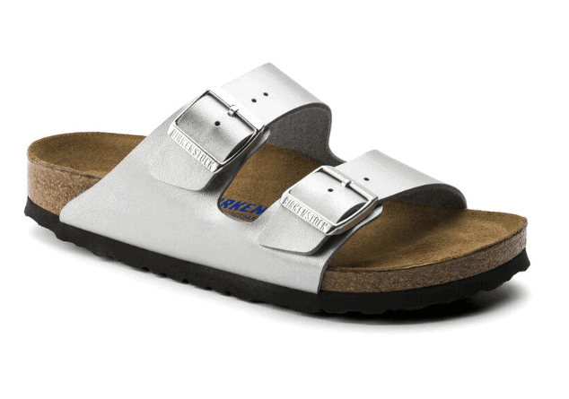 Birkenstock Arizona Silver Birko-Flor Narrow Soft Footbed - Dear Lucy