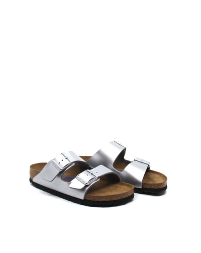 Birkenstock Arizona Silver Birko-Flor Narrow Soft Footbed - Dear Lucy