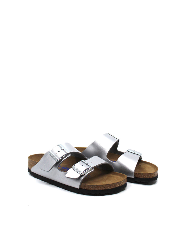 Birkenstock Arizona Silver Birko-Flor Narrow Soft Footbed - Dear Lucy