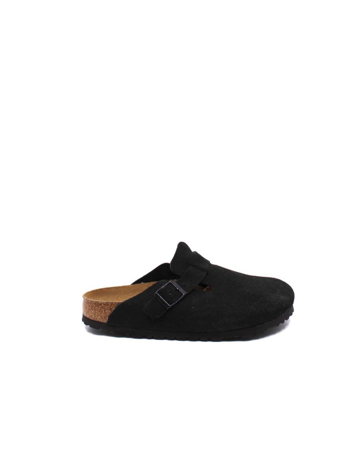 Birkenstock Boston Black Suede Soft Footbed Narrow - Dear Lucy