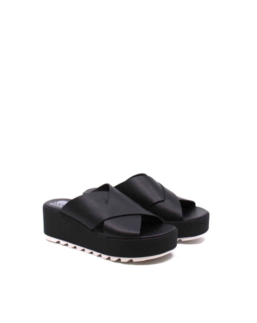 Sorel Cameron Flatform Mule Black/Sea Salt - Dear Lucy