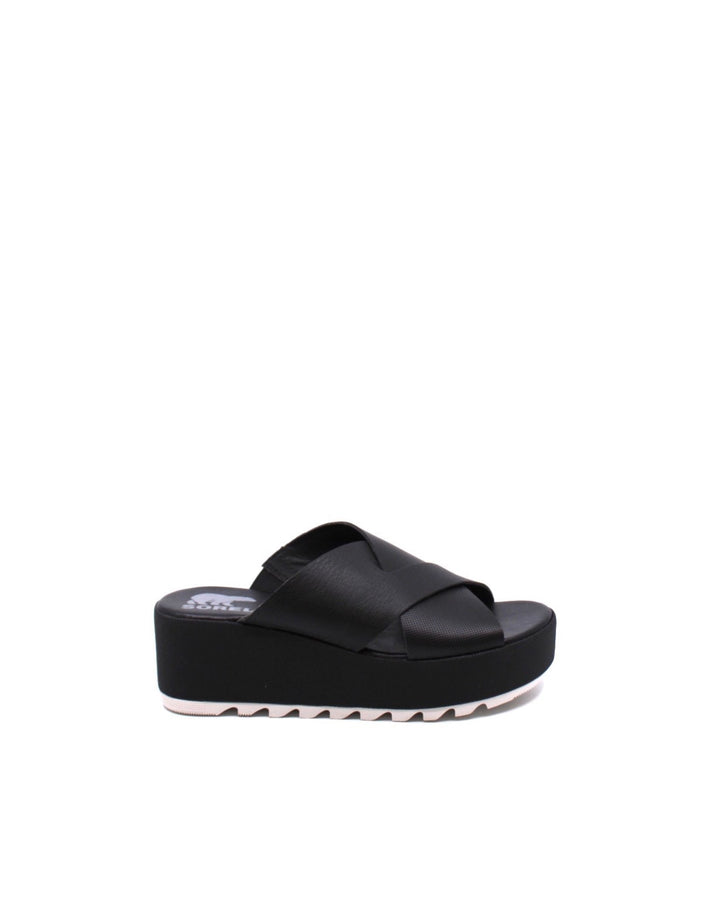 Sorel Cameron Flatform Mule Black/Sea Salt - Dear Lucy