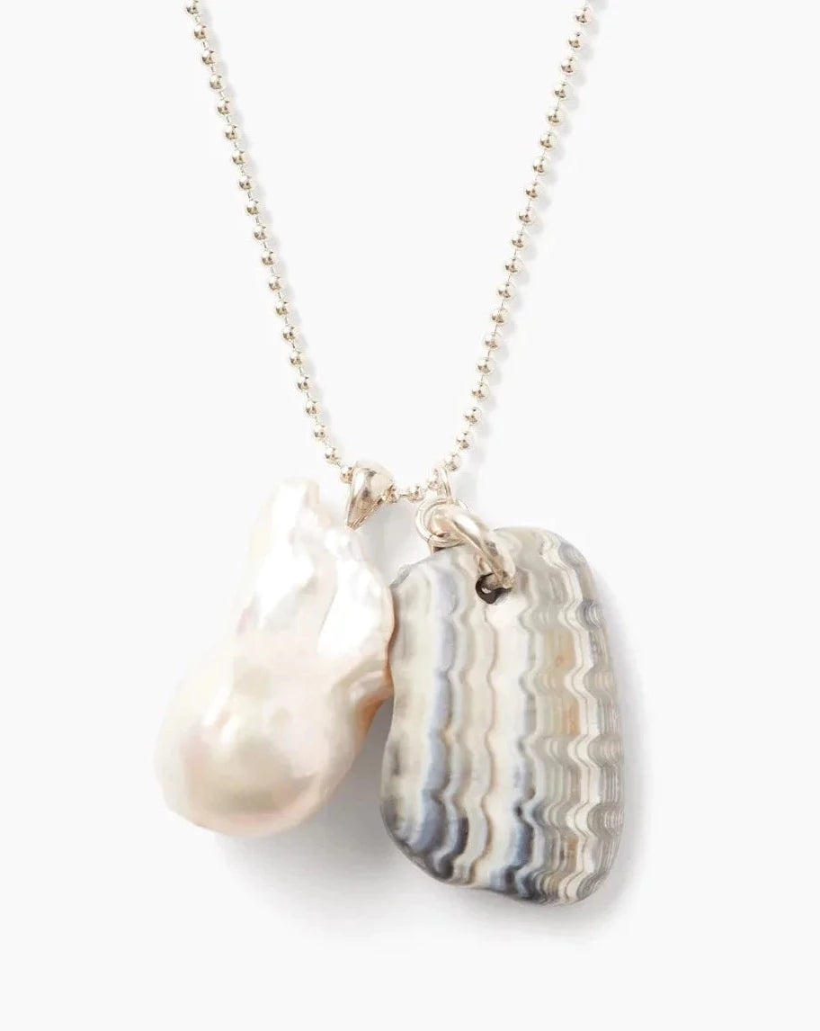 Chan Luu Fossilized Shell & Pearl Charm Necklace - Whim BTQ