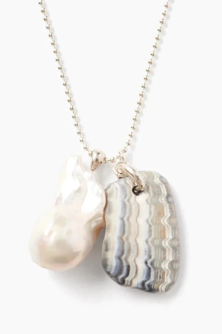 Chan Luu Fossilized Shell & Pearl Charm Necklace - Whim BTQ