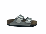 Birkenstock Arizona Silver Birko-Flor Narrow Soft Footbed - Dear Lucy