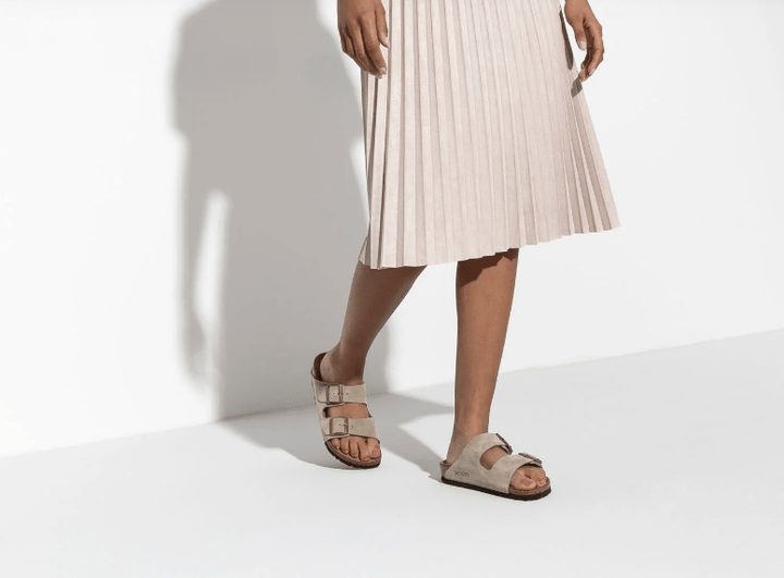 Birkenstock Arizona Taupe Suede Narrow - Dear Lucy