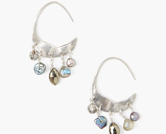 Chan Luu Petite Crescent Moon Hoops in GREY MIX - Whim BTQ