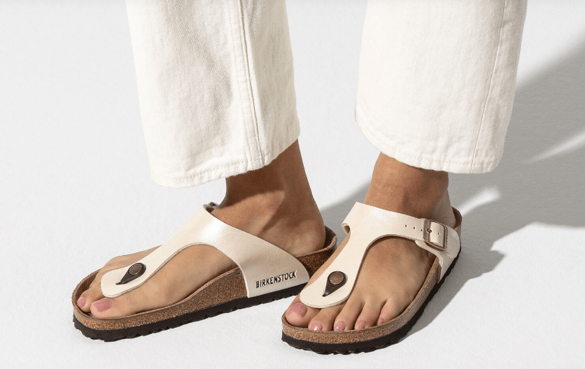 Birkenstock Gizeh Graceful Pearl White Birko-Flor Regular Width