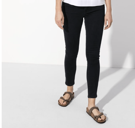 Birkenstock Mayari Mocha Birko-Flor - Dear Lucy
slide-on sandal with an adjustable toe-loop strap and a second adjustable strap with copper buckles with a cork footbed in mocha.
