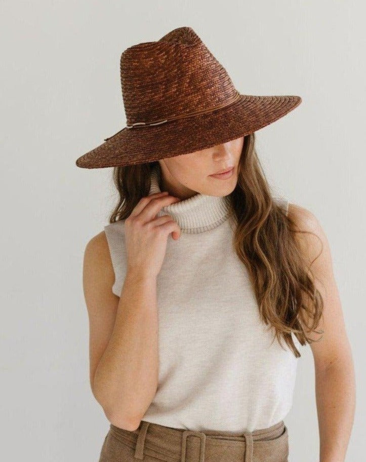 Gigi Pip Isla Straw Fedora in Brown - Dear Lucy