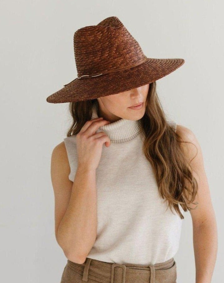 Gigi Pip Isla Straw Fedora in Brown - Dear Lucy