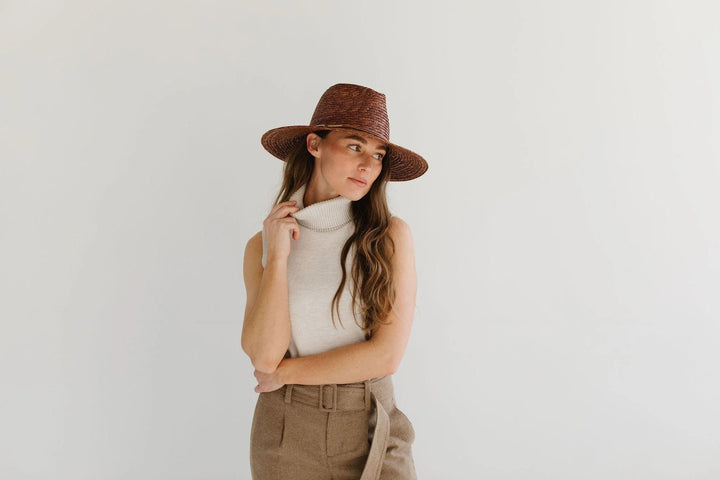 Gigi Pip Isla Straw Fedora in Brown - Dear Lucy
