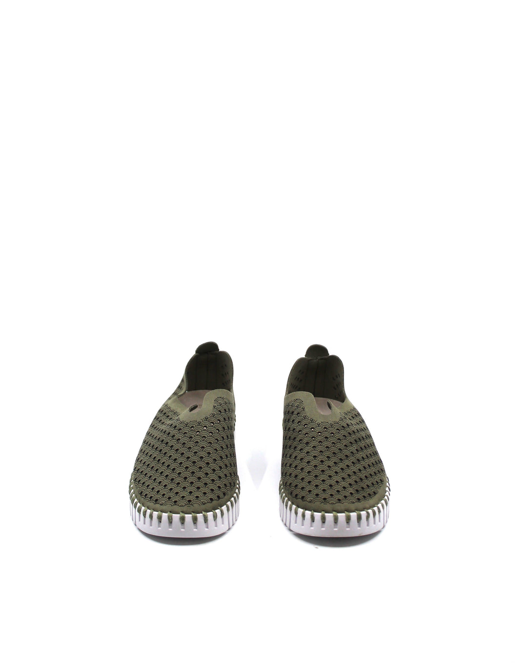 Ilse Jacobsen Tulip 139 Army front view- Dear Lucy
Features a perforated design, flexible sole, and easy slip-on style with a rubber sole and flexible leather upper in army.