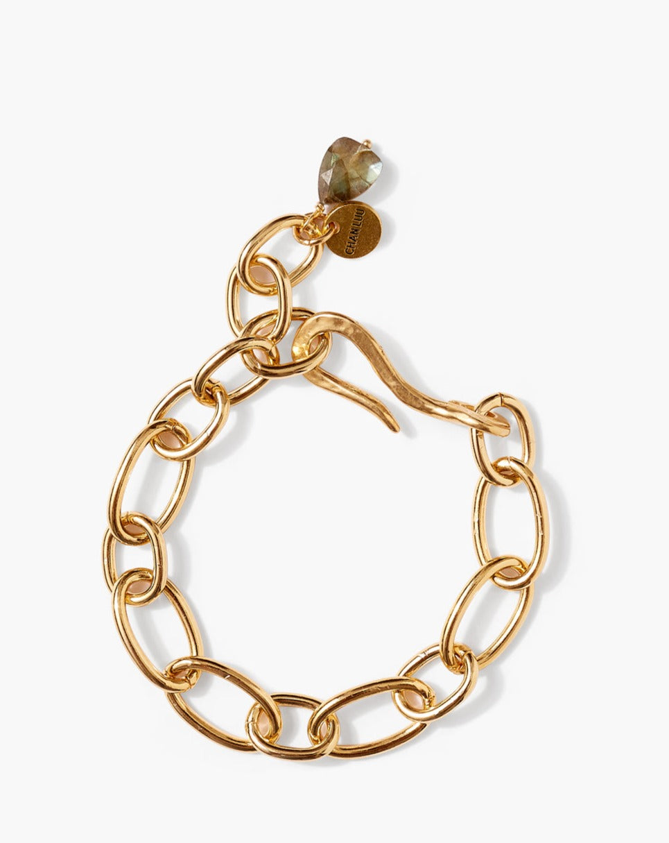 Chan Luu 18K Gold Chain Link Bracelet in Labradorite - Dear Lucy