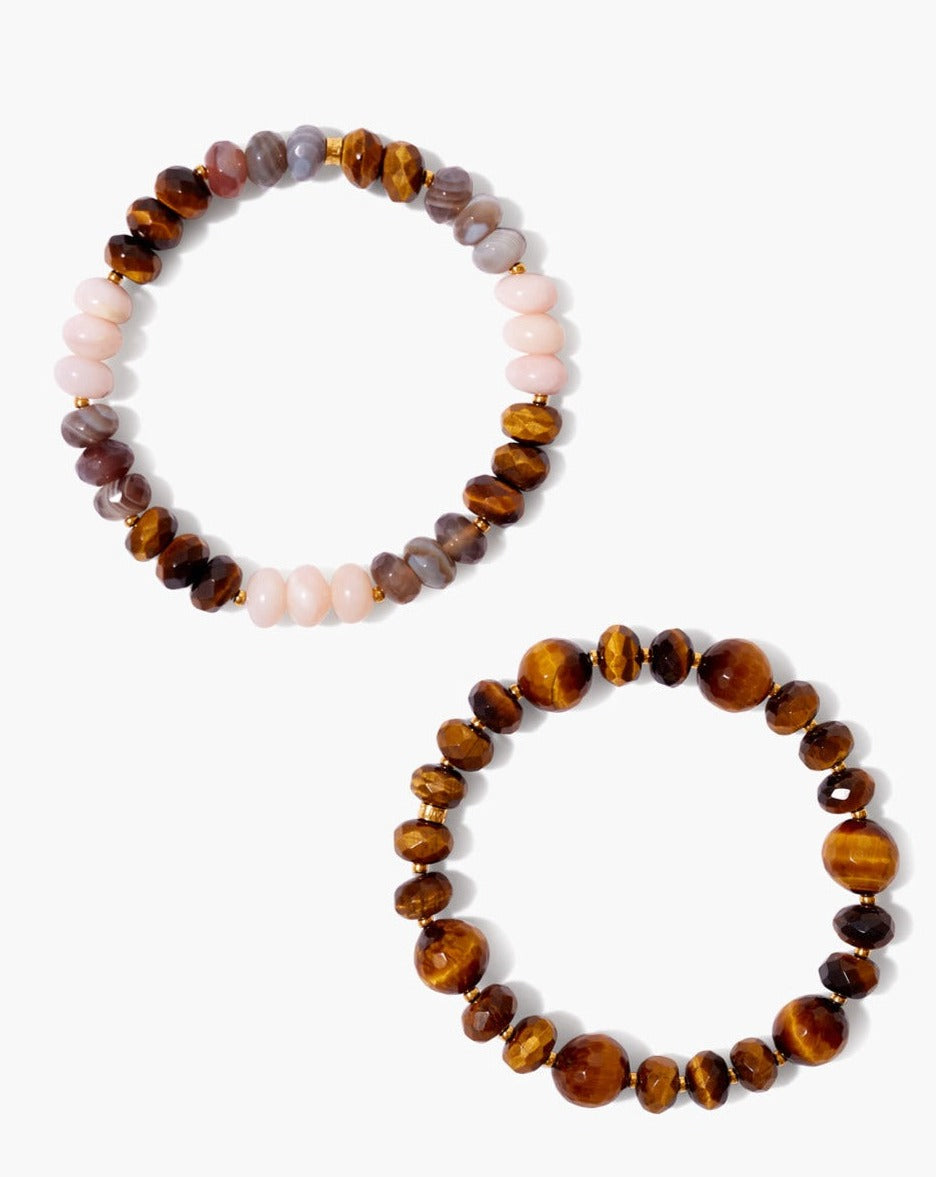 Chan Luu Stretch Bracelet Set in Tigers Eye Mix - Dear Lucy