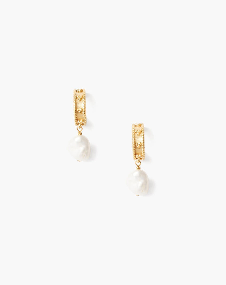 Chan Luu Huggie Hoop Earrings in Keshi Pearl - Dear Lucy